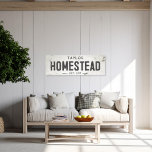 Rustic Modern Farmhouse Homestead Long Canvas Print<br><div class="desc">Elevate your living space with our exquisite Stretched Canvas Wall Art Homestead Sign, where timeless charm meets modern farmhouse aesthetics. This art piece effortlessly combines rustic elegance with an industrial edge, featuring a faux cracked and distressed off-white background that exudes a sense of history through chipping paint and weathered textures....</div>