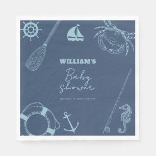 Rustic Modern Fishing Nautical Boy Baby Shower Napkin