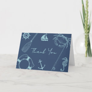 Rustic Modern Fishing Nautical Boy Baby Shower Thank You Card
