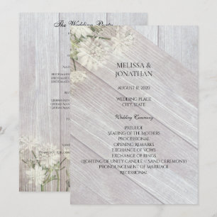 Rustic Modern Floral Wedding Ceremony Program V3 Invitation