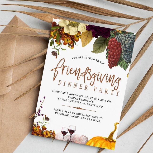 Rustic modern Friendsgiving Thanksgiving party Invitation (Creator Uploaded)