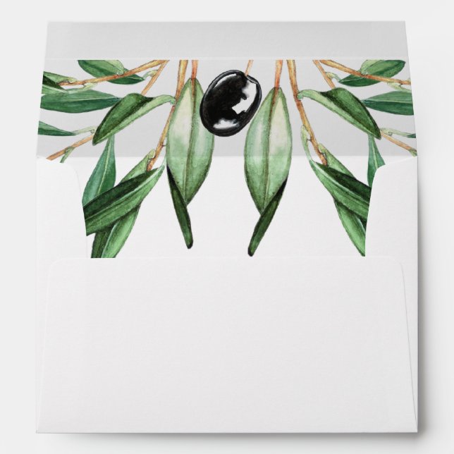 Rustic Modern Geometric Olive Branches Wedding Envelope (Back (Bottom))