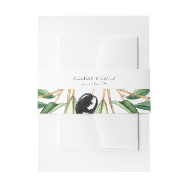 Rustic Modern Geometric Olive Branches Wedding Invitation Belly Band (Front Example)