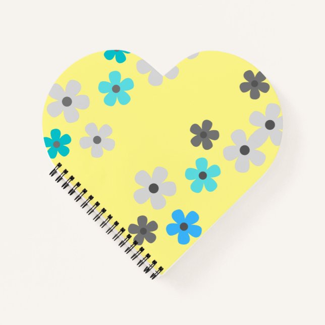 Rustic Modern Heart Floral Spiral Notebook (Front)