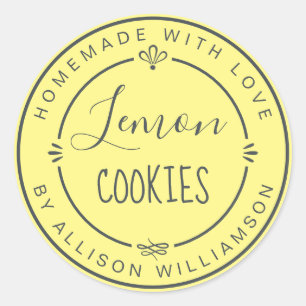 Rustic Modern Homemade Lemon Cookies Yellow  Classic Round Sticker