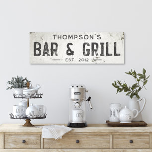 Rustic Modern Industrial Farmhouse Bar Long Canvas Print