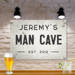 Rustic Modern Industrial Farmhouse Man Cave Canvas Print<br><div class="desc">Elevate your living space with our exquisite stretched canvas industrial farmhouse man cave sign, where timeless charm meets modern farmhouse aesthetics. This art piece effortlessly combines rustic elegance with an industrial edge, featuring a faux cracked and distressed off-white background that exudes a sense of history through chipping paint and weathered...</div>