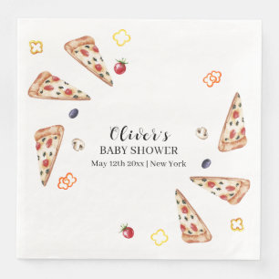 Rustic Modern Italian Slice Pizza Baby Shower  Napkin