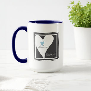 Rustic Modern Love Birds Light Blue Heart Mug