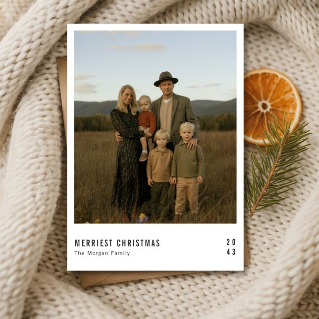 Rustic Modern Merriest Christmas Family Photo Card (Creator Uploaded)