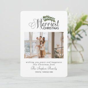 Rustic Modern Minimal  Leaves Christmas Photo  Hol Holiday Card