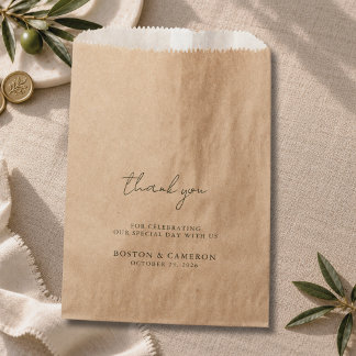 Rustic Modern Minimalist Wedding Thank You Simple Favour Bags