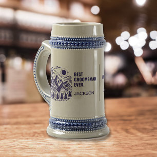 Rustic Modern Mountains Custom Groomsman Beer Stein