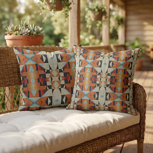 Rustic Modern Native Tribal Art Pattern Cabin Cushion