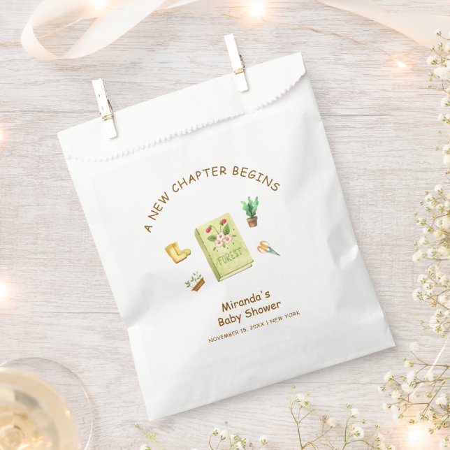Rustic Modern New Chapter Garden Book Baby Shower  Favour Bags (Clipped)