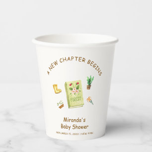 Rustic Modern New Chapter Garden Book Baby Shower  Paper Cups