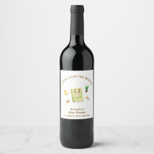 Rustic Modern New Chapter Garden Book Baby Shower Wine Label