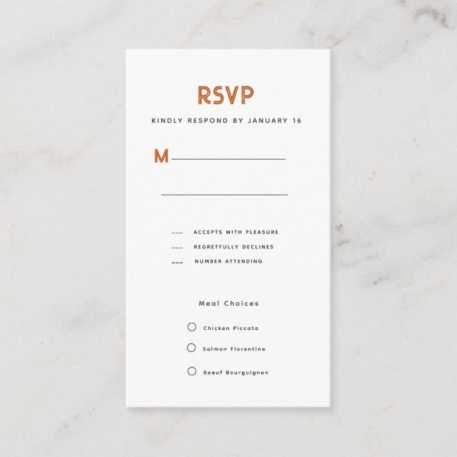Rustic Modern Parchment RSVP Vertical Enclosure Card (Front)