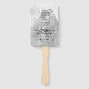 Rustic Modern Photo Overlay Wedding Program Hand Fan
