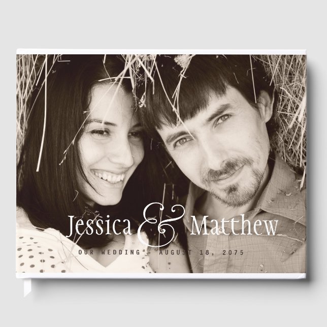 Rustic Modern Photo Wedding Guest Book (Front)
