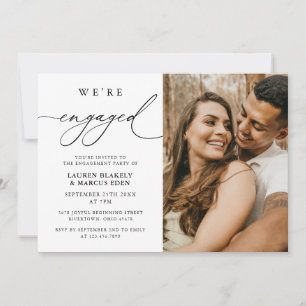Rustic Modern Photo We're Engaged Engagement Party Invitation