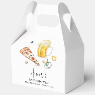 Rustic Modern Pizza Beers Pacifier Baby Shower  Favour Box