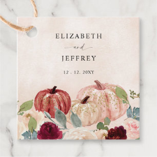 Rustic Modern Pumpkins Country Fall Wedding Favour Tags