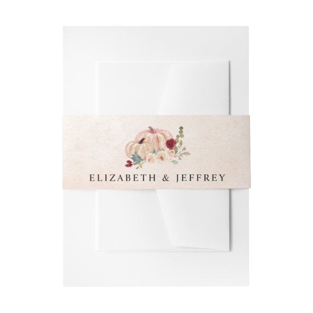 Rustic Modern Pumpkins Country Fall Wedding Invitation Belly Band (Front Example)