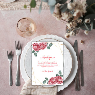 Rustic Modern Rose Floral Sweetheart Baby Shower Thank You Card