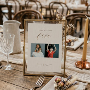 Rustic Modern Script Childhood Photos as Table Number