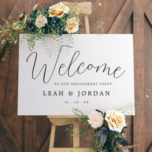 Rustic Modern Script Engagement Party Welcome Sign