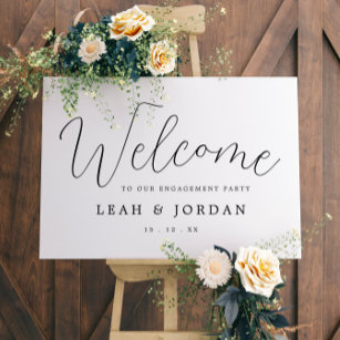 Rustic Modern Script Engagement Party Welcome Sign