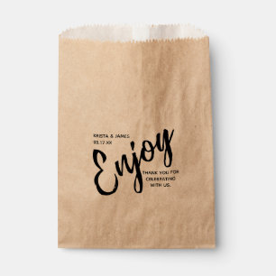 Rustic Modern Script Enjoy Thank You Wedding Favour Bags
