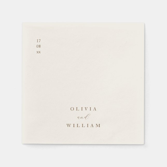 Rustic Modern Script Personalised Wedding Cocktail Napkin (Front)