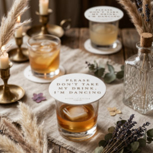 Rustic Modern Script Personalised Wedding Round Paper Coaster