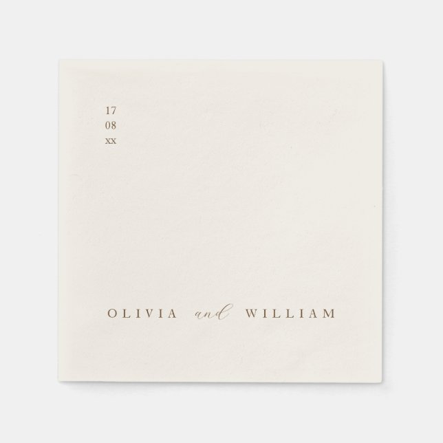 Rustic Modern Script Personalized Wedding Cocktail Napkin (Front)