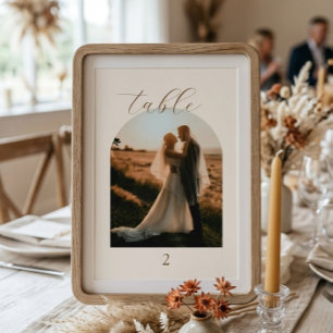 Rustic Modern Script Photo Wedding Table Numbers