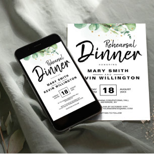 Rustic Modern Simple Boho Wedding Rehearsal Dinner Invitation