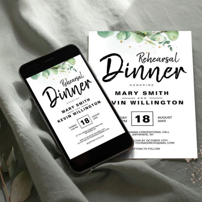 Rustic Modern Simple Boho Wedding Rehearsal Dinner Invitation (Rustic Modern Simple Boho Wedding Rehearsal Dinner Invitation, The Night Before Invite)