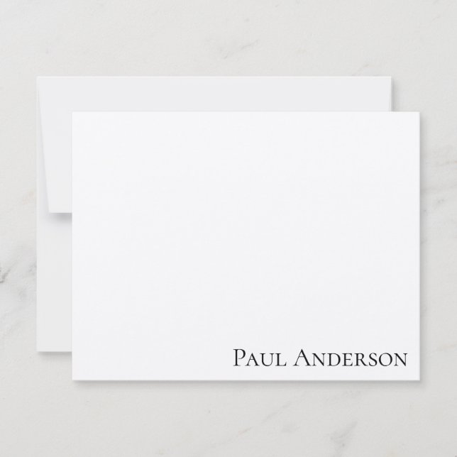 Rustic Modern Simple Men's Custom Name Stationery Card (Front)