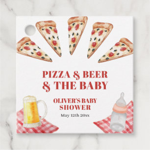 Rustic Modern Slice Pizza Beers Baby Shower Favour Tags