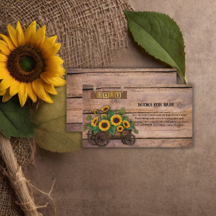 Rustic Modern Sunflower Carriage Baby Shower Enclosure Card