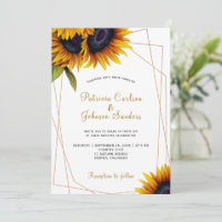 Rustic modern sunflower gold frame wedding
