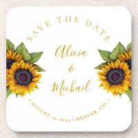 Rustic modern sunflowers simple wedding save date