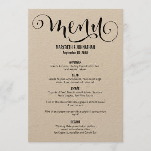 Rustic Modern We Do Script Wedding Menu Card