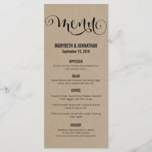 Rustic Modern We Do Script Wedding Menu Card