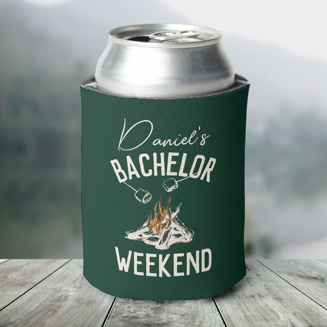 Rustic Modern Weekend in the Woods Bachelor Party Can Cooler (Creator Uploaded)