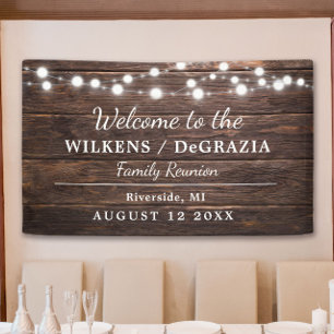 Rustic Modern Welcome Family Reunion String Lights Banner