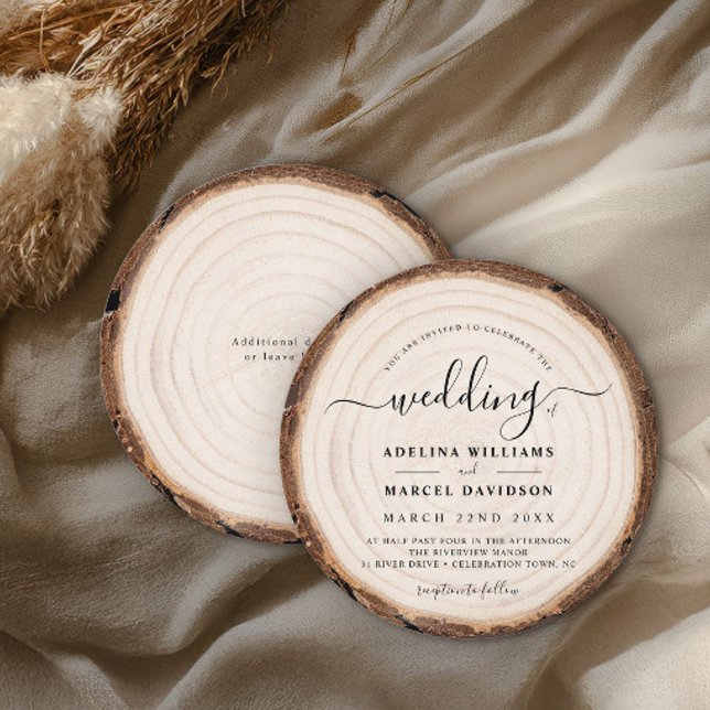 Rustic Modern Wood Natural Elegant Barn Wedding Invitation (Creator Uploaded)