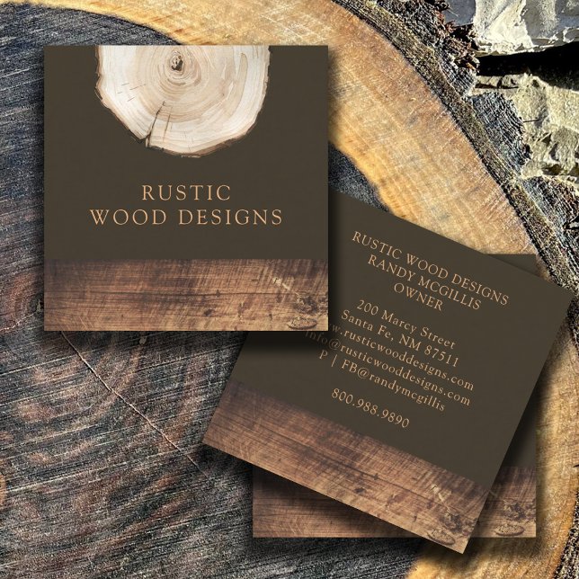 Rustic Modern Woodworker Carpenter Wood  Square Business Card (Creator Uploaded)